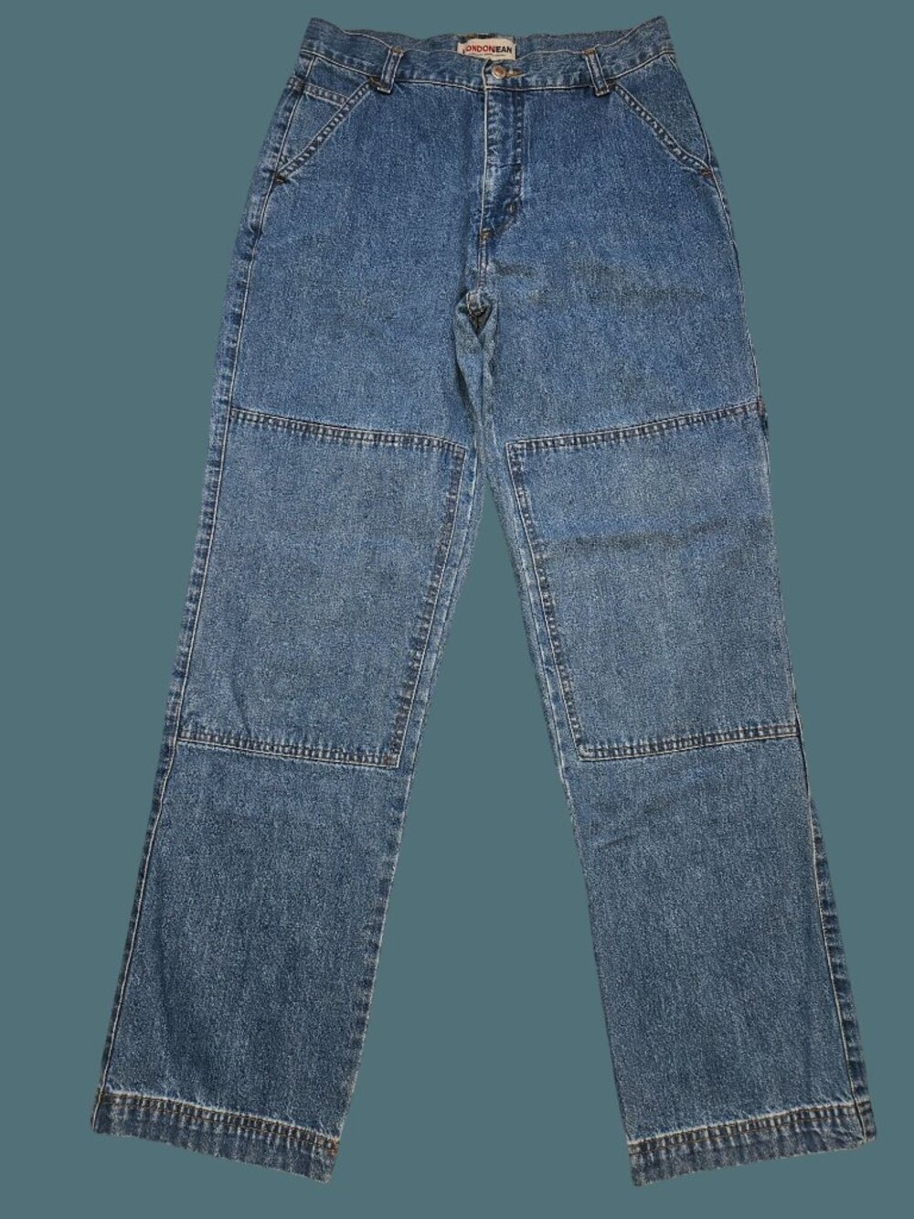 London Jean Y2K High Waist Double Knee Utility Jeans Women Size 8 Inseam 32"